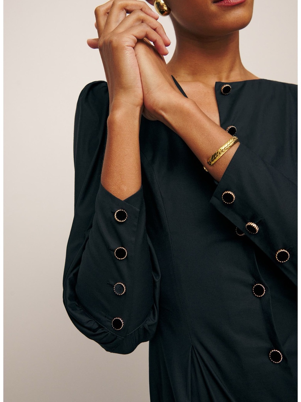 Reformation Black Button-Front Maxi Dress with Front Slit - Picture 4 of 7